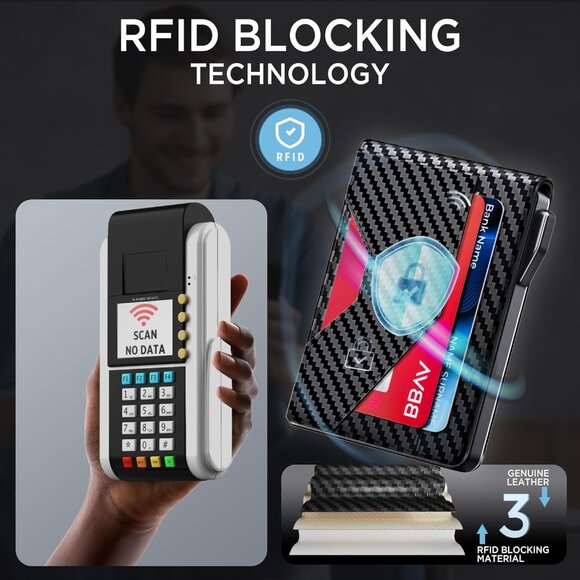 Slim Leather Men's Wallet with Cash Slot, Pop-up Card Slot with ID Window - Picture 11 of 12